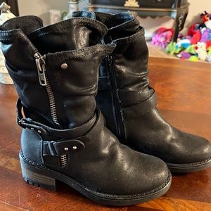 Ladies black biker boots
